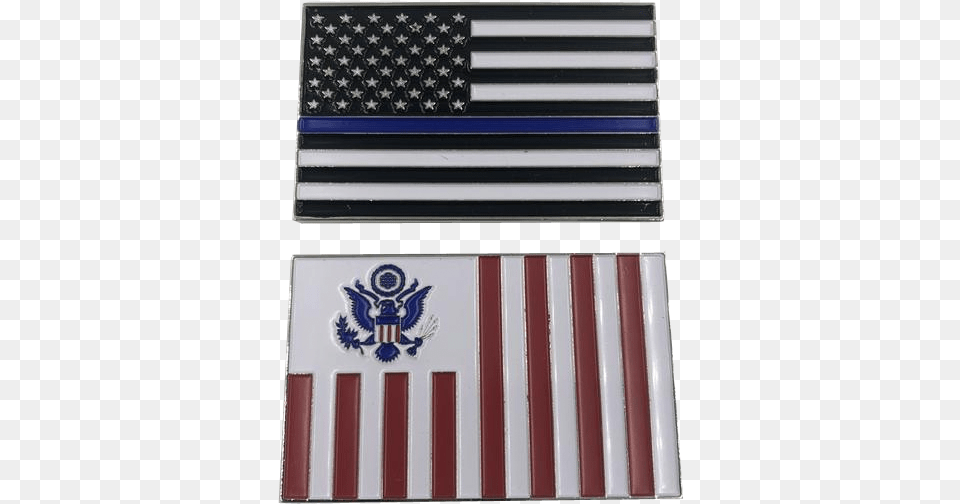 Thin Blue Line American Flag Customs Or Black Flag With Blue And White Thin Line, Logo, Badge, Symbol Free Png Download