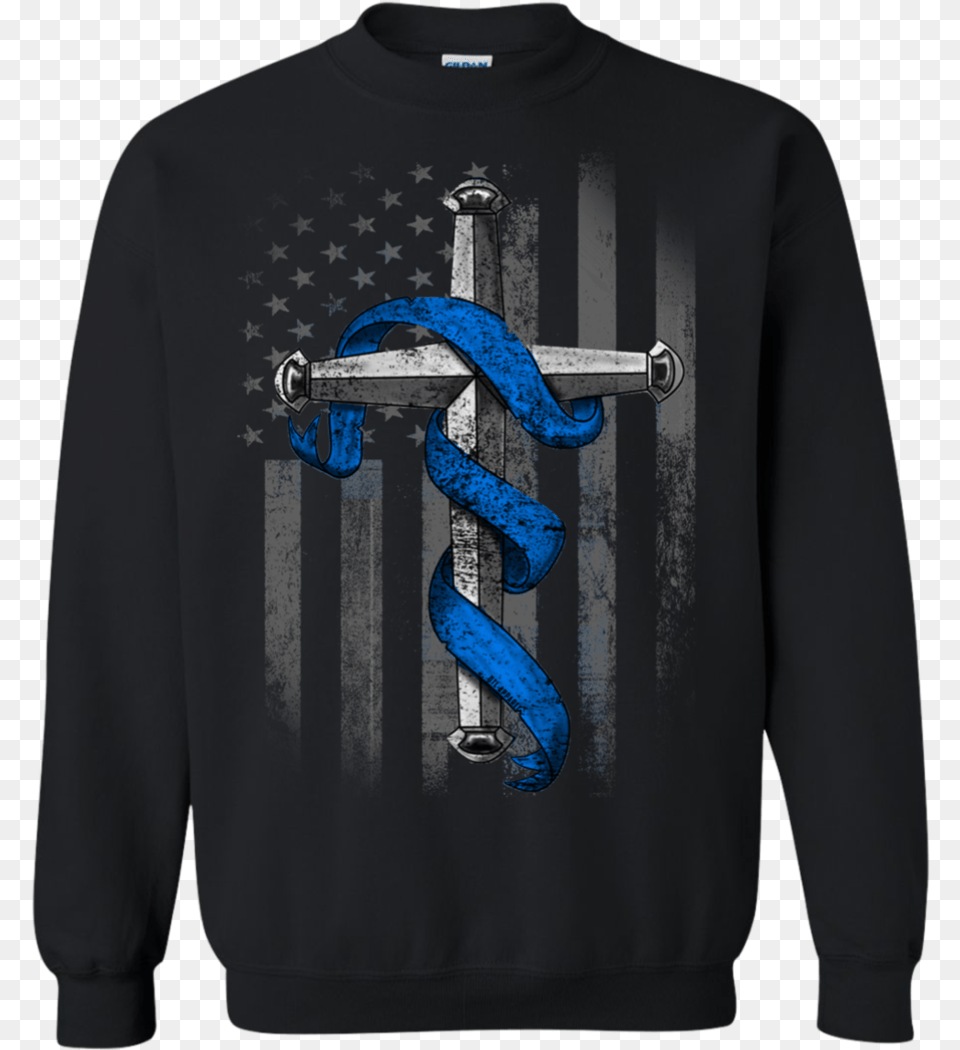 Thin Blue Line Cross Sweatshirt Yosemite Park T Shirts, Clothing, Sweater, Symbol, Knitwear Free Png Download