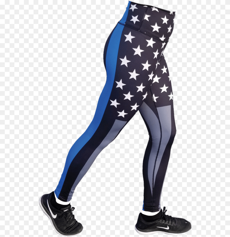 Thin Blue Line Flag Leggings Blue Line Flex Leggings, Clothing, Hosiery, Tights, Adult Png Image