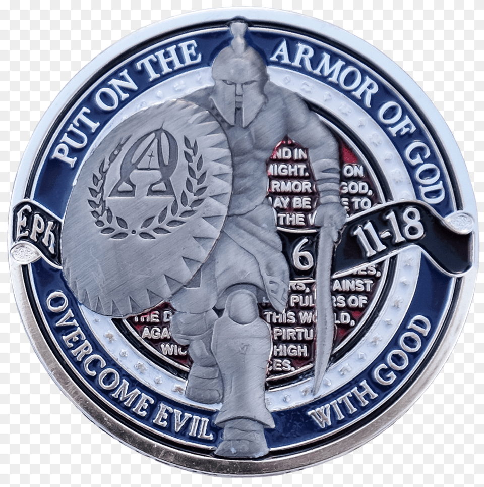 Thin Blue Line Foundation Armor Of God Coin U2014 Silver, Symbol, Badge, Logo, Emblem Free Png Download