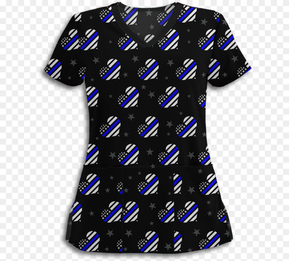 Thin Blue Line Hearts Athletic Scrub Top U2013 Brave New Look Thin Blue Line Scrubs, Clothing, Flag, Shirt, T-shirt Png