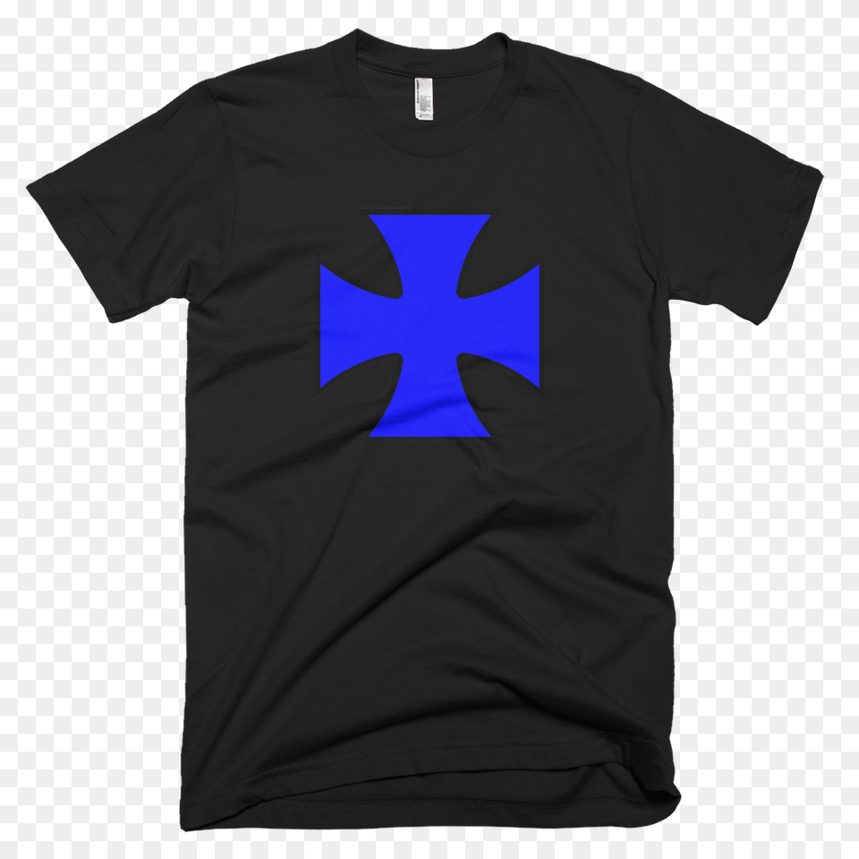 Thin Blue Line Iron Cross T Shirt Police Life, Clothing, T-shirt Free Transparent Png