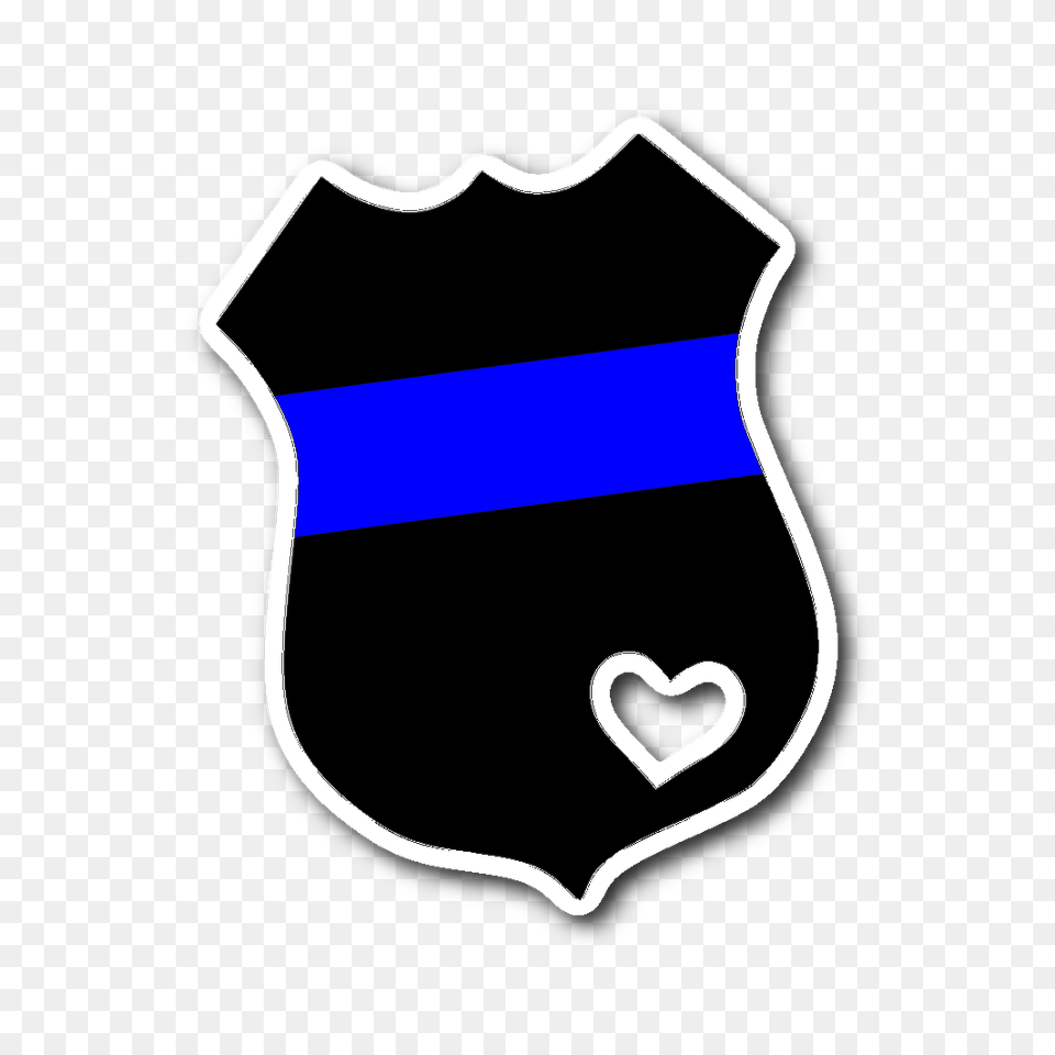 Thin Blue Line Police Badge With A Heart Die Cut Vinyl Sticker, Armor, Logo, Shield Png Image