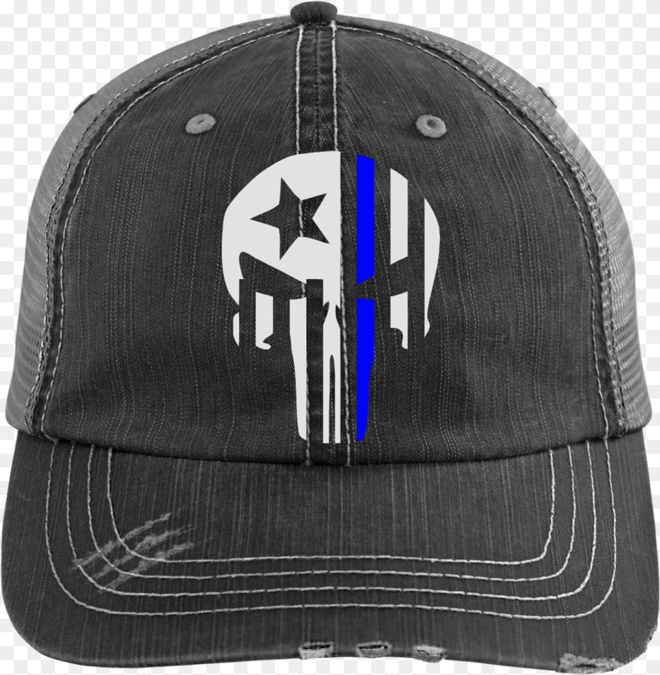 Thin Blue Line Police Distressed Cap Hat Army Warrant Officer Hat, Baseball Cap, Clothing Free Png Download