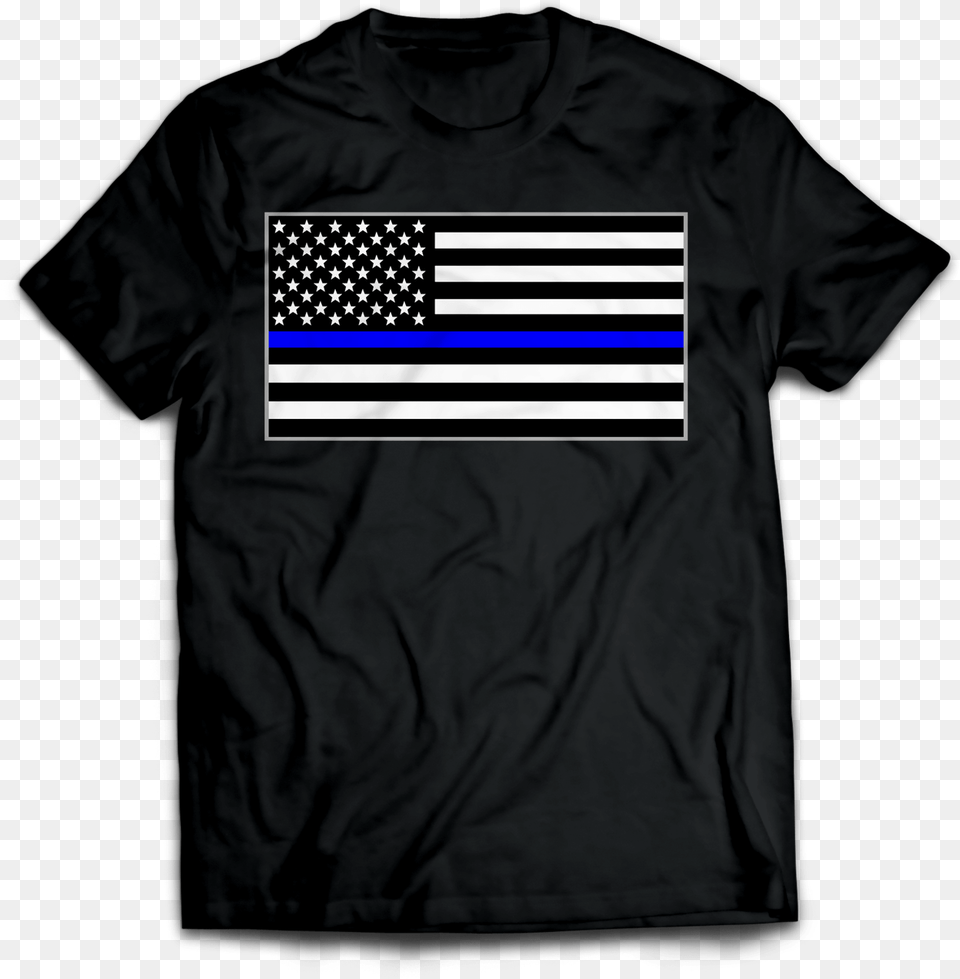 Thin Blue Line Police Flag T Shirt, Clothing, T-shirt, Adult, Male Png Image