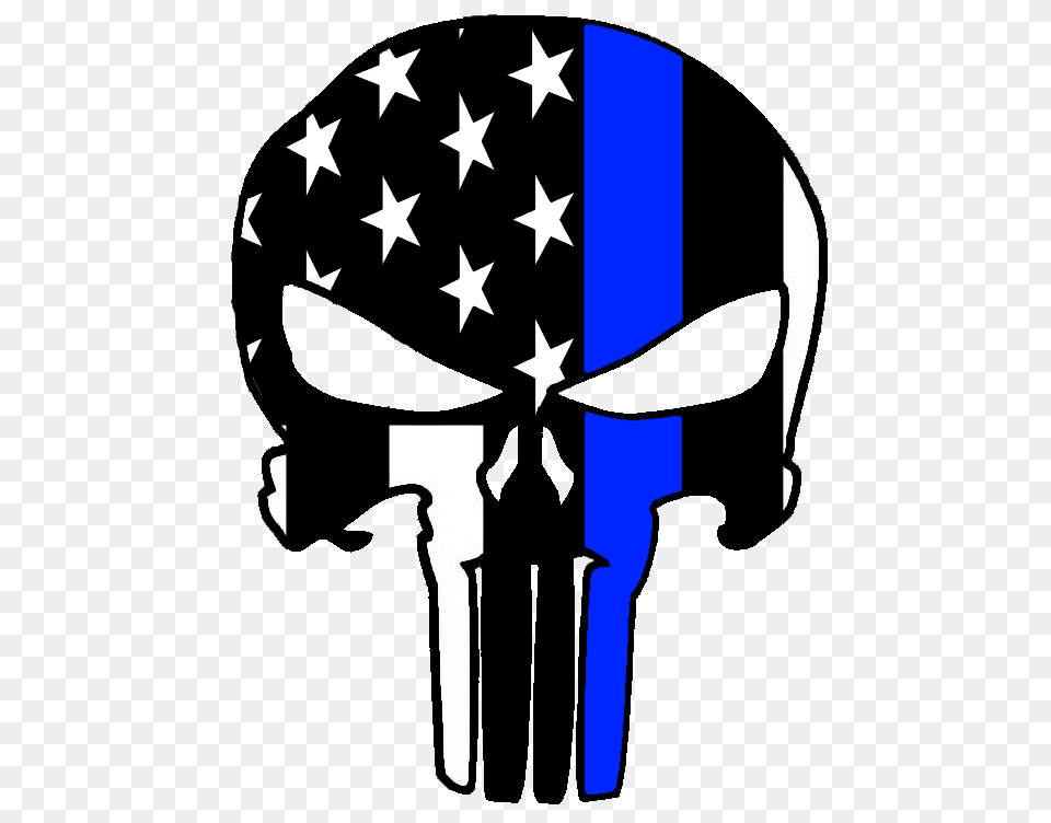 Thin Blue Line Punisher Sticker, Stencil, Face, Head, Person Free Transparent Png