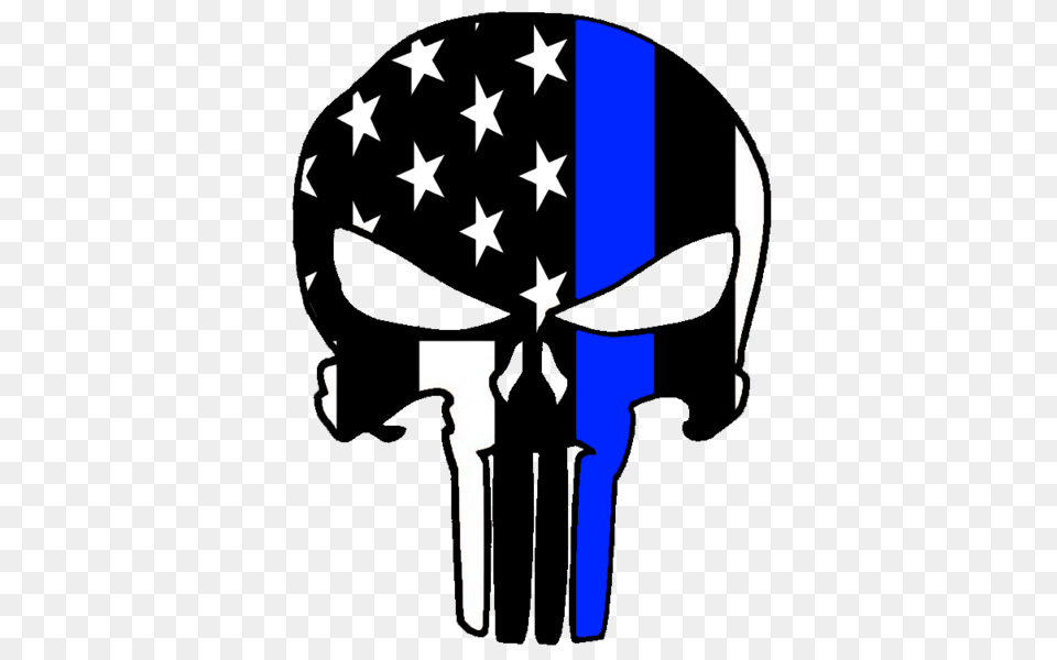 Thin Blue Line Punisher Sticker, Adult, Male, Man, Person Png