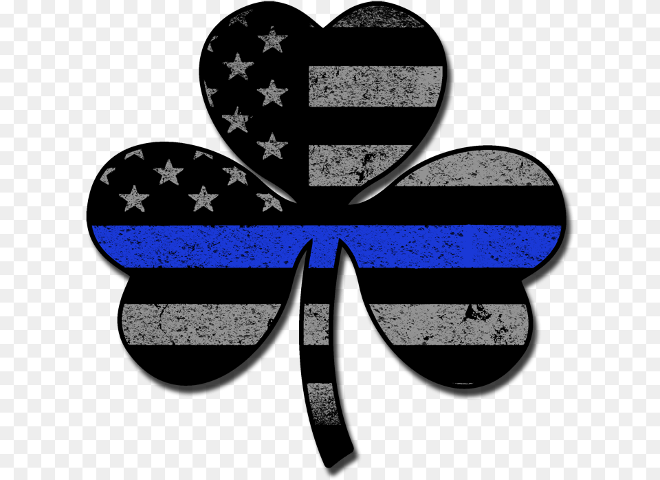 Thin Blue Line Shamrock Flag Decal Thin Blue Line Shamrock Decal, Symbol, Cross, Aircraft, Airplane Free Png Download