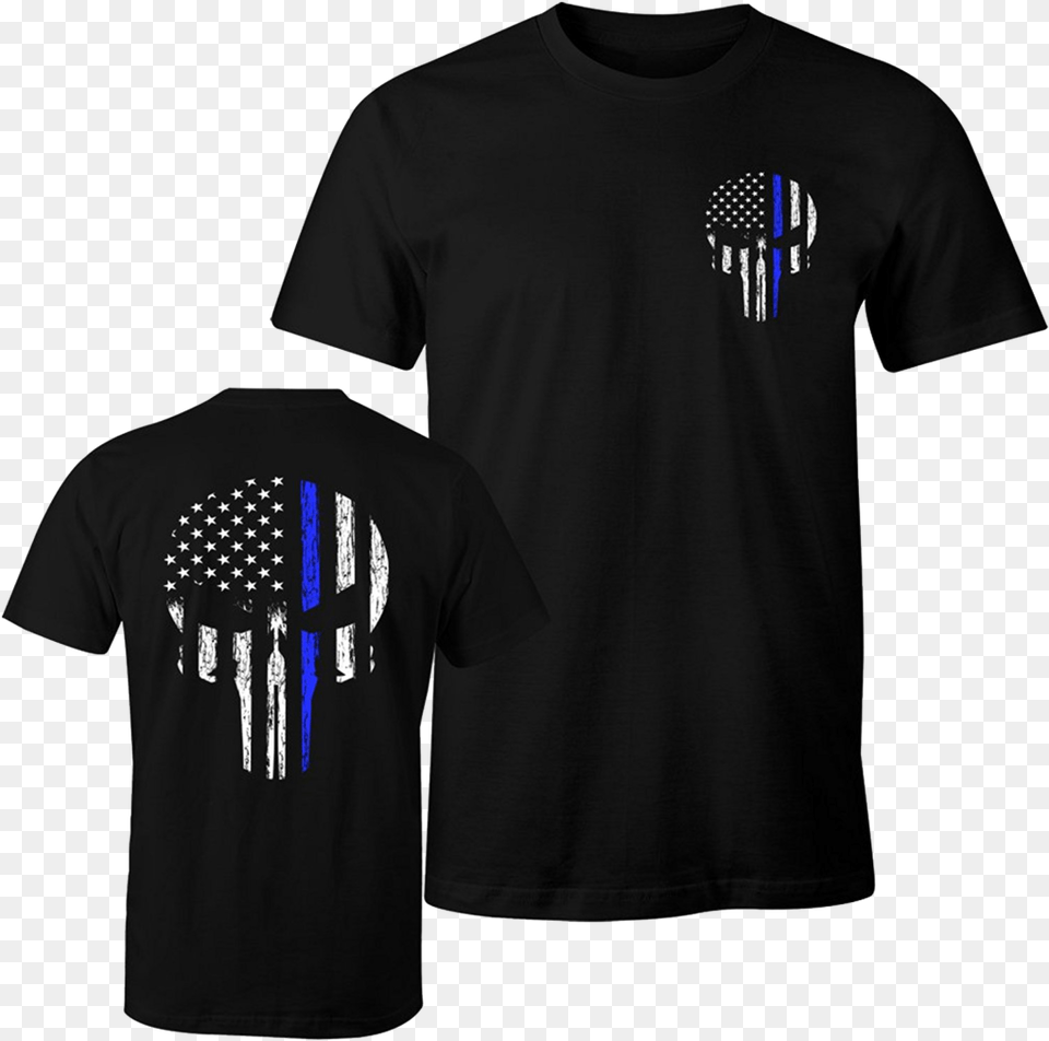 Thin Blue Line Shirt T Punisher Skull Decal Sticker Thin Blue Line Skull T Shirt, Clothing, T-shirt, Sleeve Png