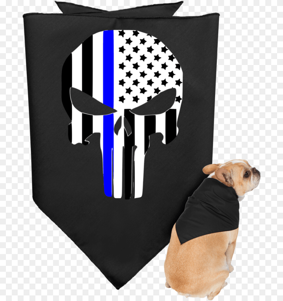 Thin Blue Line Skull Doggie Bandana Kerchief, Accessories, Formal Wear, Tie, Animal Png