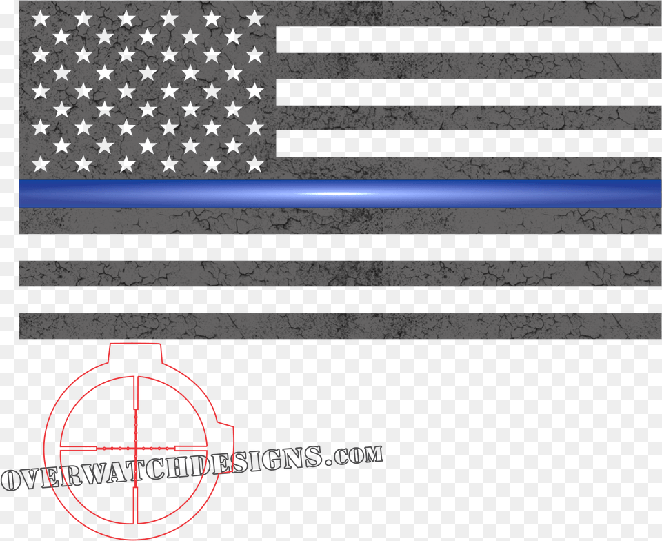 Thin Blue Line Sticker Grunge American Flag, Machine, Sword, Weapon, Wheel Free Png Download