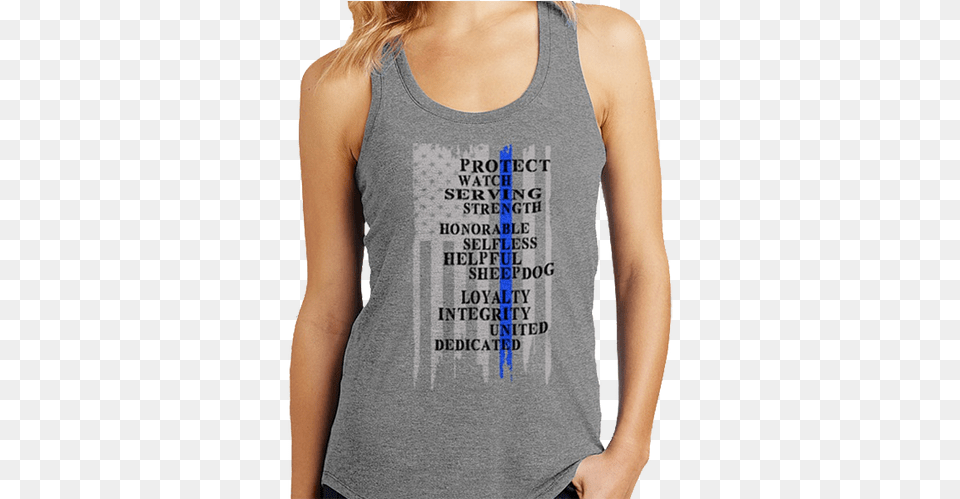 Thin Blue Line Tank Top Gray American Flag With Blue Thin Blue Liine Womens Tank Top, Clothing, Tank Top, Adult, Female Free Png