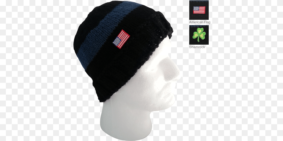 Thin Blue Line Tribute Beanie Cap Beanie, Clothing, Hat, Person Png