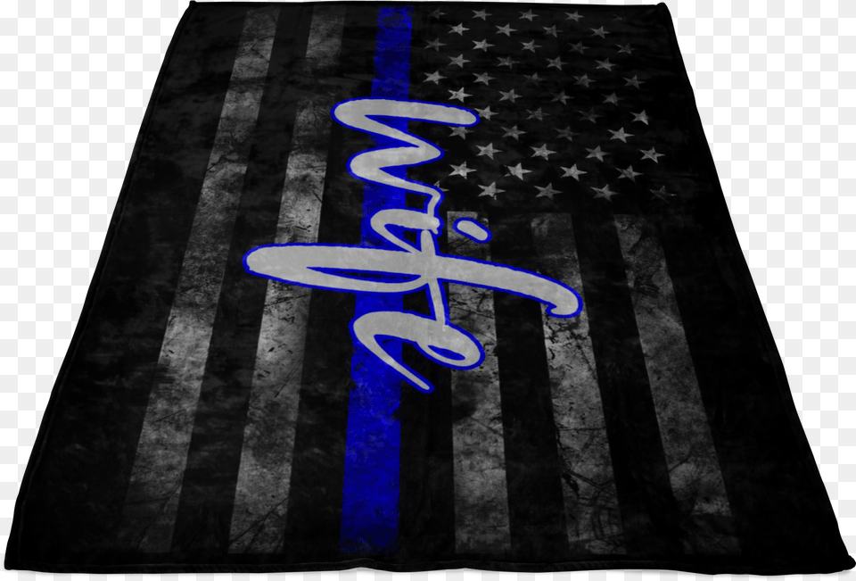Thin Blue Line Wife Flag Fleece Blanket Calligraphy Free Png