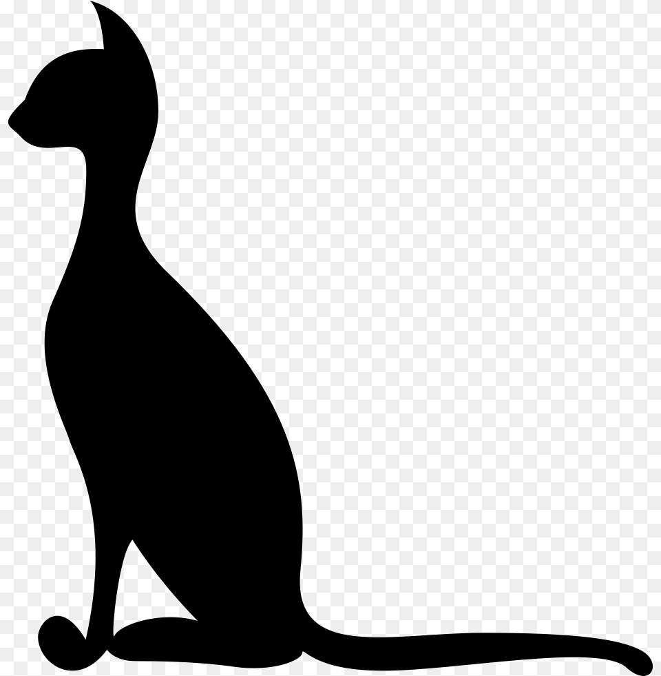 Thin Elegant Cat Black Side Silhouette Comments Elegant Cat Icon, Animal, Mammal, Kangaroo, Pet Png Image