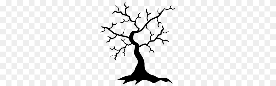 Thin Oak Tree Without Leaves Sticker, Silhouette, Plant, Person, Stencil Png