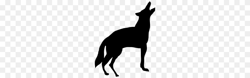 Thin Wolf Coyote Howling Sticker, Silhouette, Animal, Mammal, Kangaroo Png Image