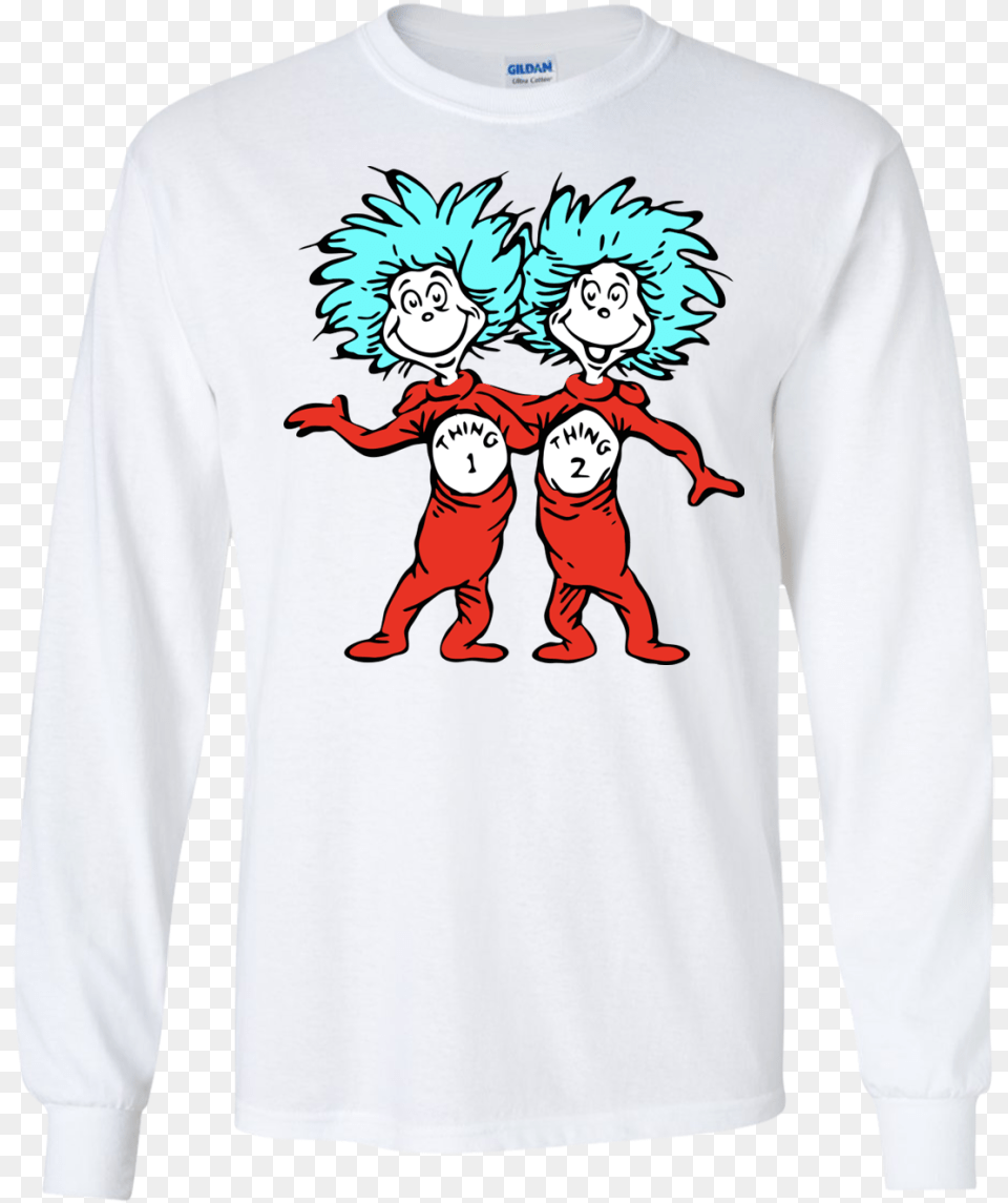 Thing 1 And Thing 2 Long Sleeve Dr Seuss Thing 1 Thing, Clothing, Long Sleeve, T-shirt, Book Png