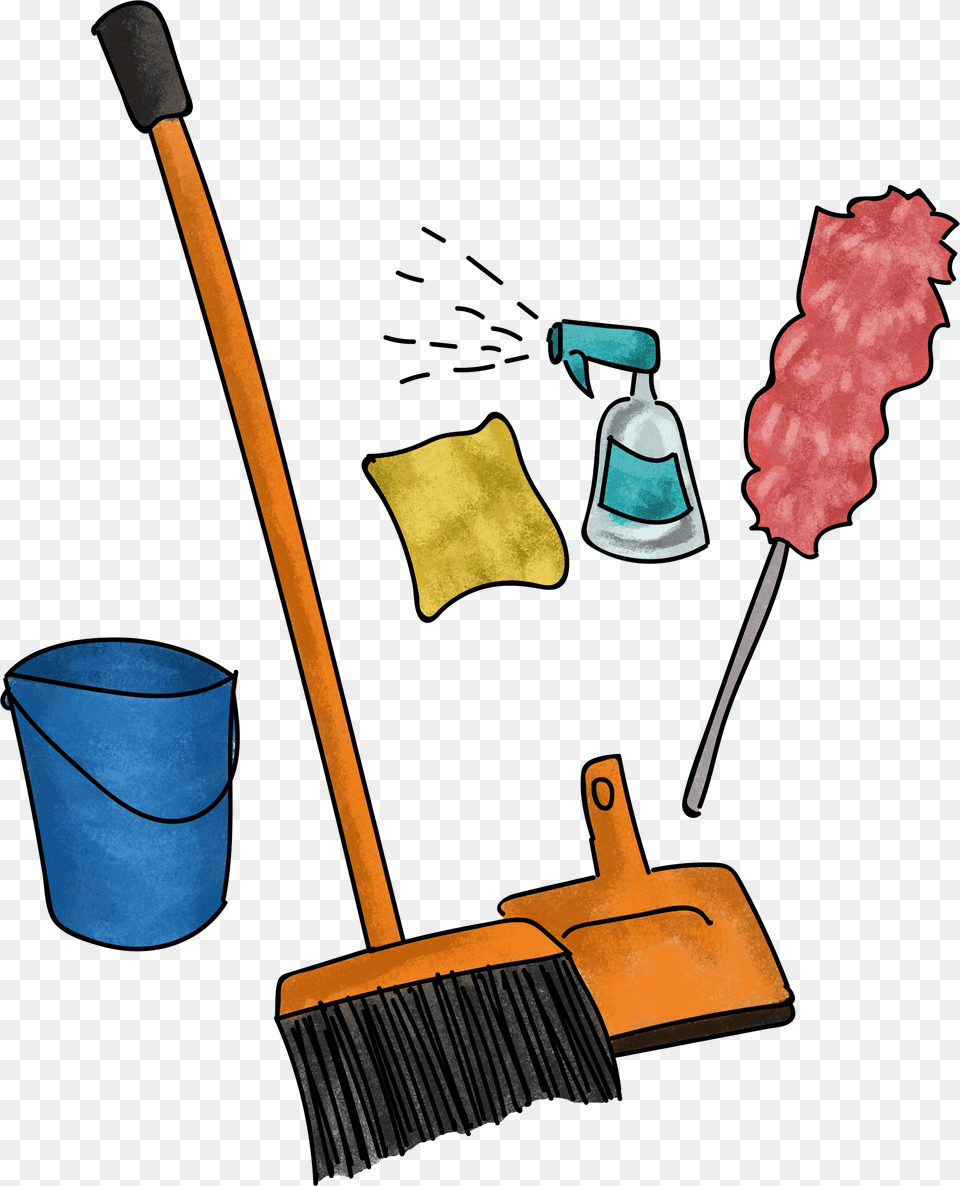 Things Used To Clean Our Home, Cleaning, Person, Device, Grass Free Png Download