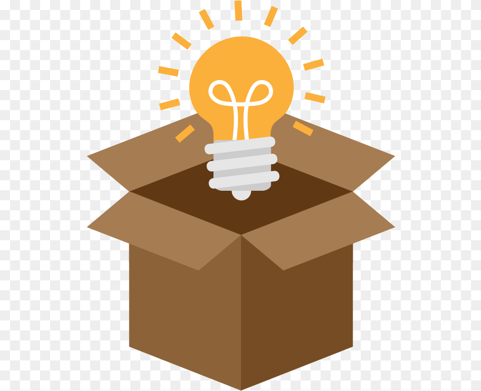 Think Outside The Box Idea Flat Icon Vector Think Outside The Box, Light, Lightbulb, Cardboard, Carton Free Png Download