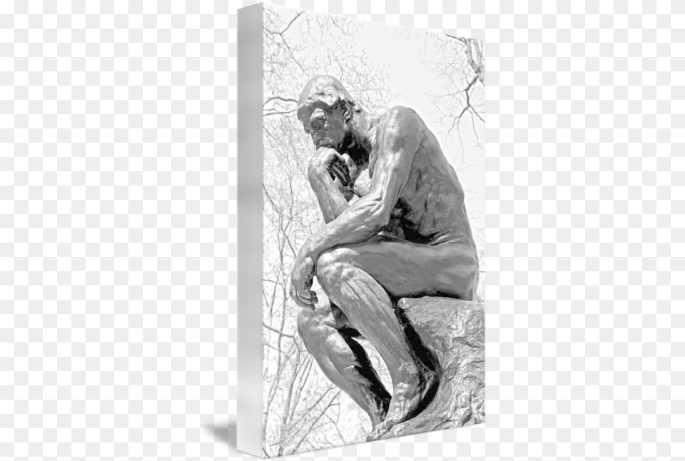 Thinker In Black And White Monochrome, Art, Adult, Male, Man Free Png Download
