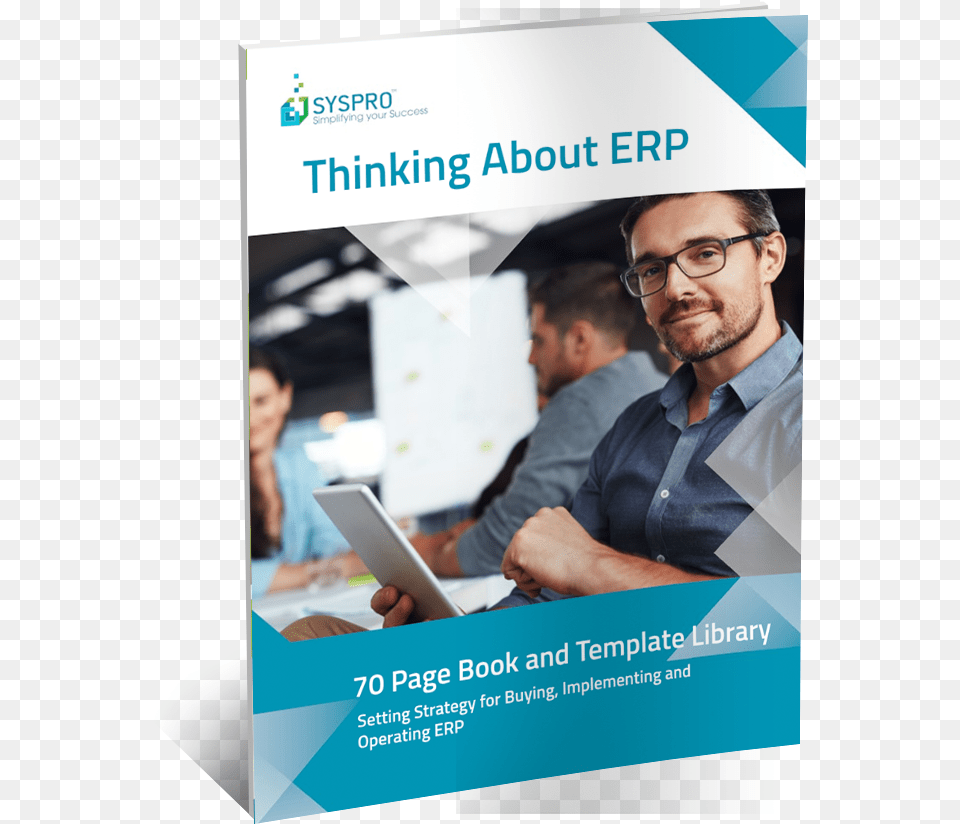 Thinking About Erp Ebook Syspro, Advertisement, Poster, Adult, Person Png