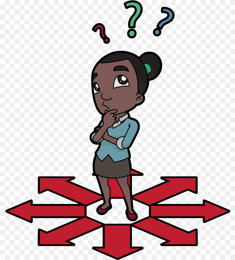 Thinking Black Woman Cartoon, Baby, Person, Face, Head Png Image