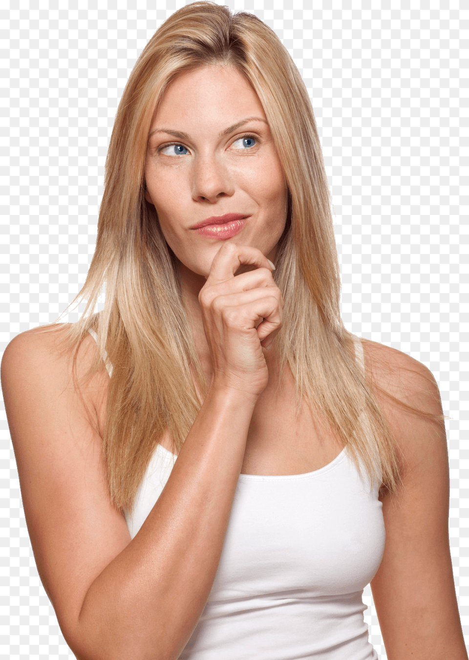 Thinking Girl Woman On Transparent Background, Hair, Blonde, Portrait, Face Free Png