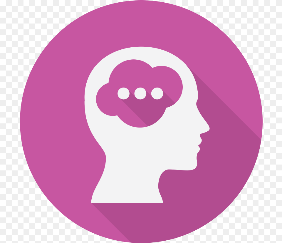 Thinking Icon, Purple, Head, Person, Disk Png Image