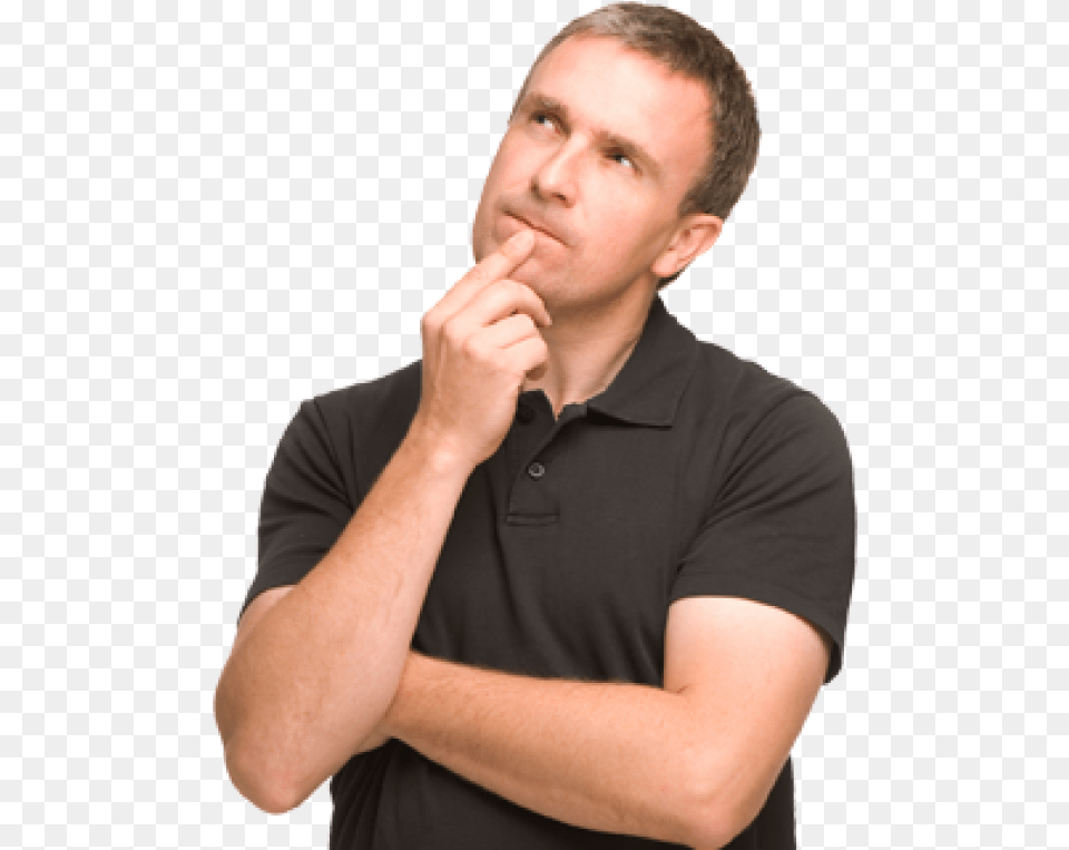 Thinking Man Download 26 People Thinking, T-shirt, Body Part, Clothing, Finger Png