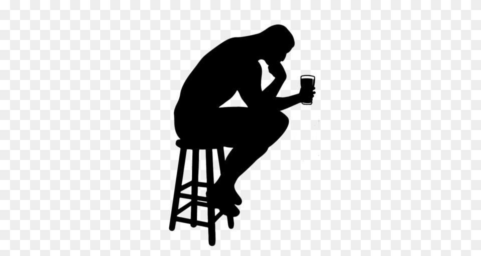Thinking While Drinking, Bar Stool, Furniture, Silhouette, Bow Png Image
