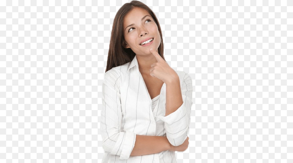 Thinking Woman, Hand, Head, Happy, Finger Png Image