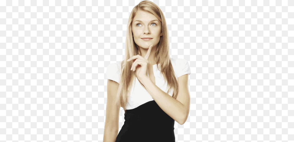 Thinking Woman, Person, Head, Hair, Photography Free Png