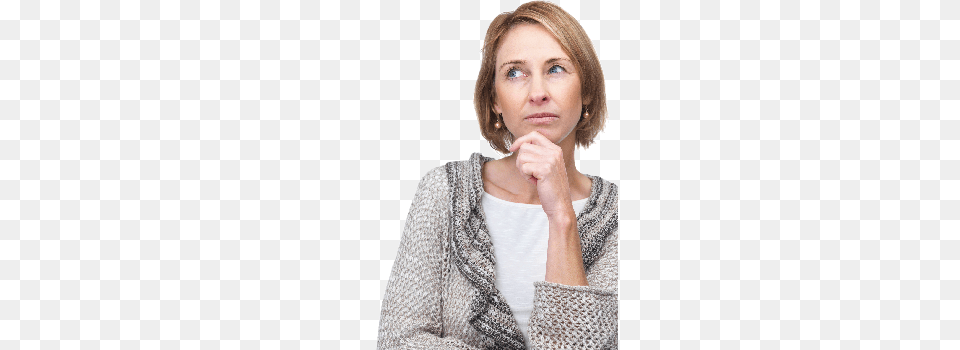 Thinking Woman, Adult, Sweater, Person, Knitwear Png
