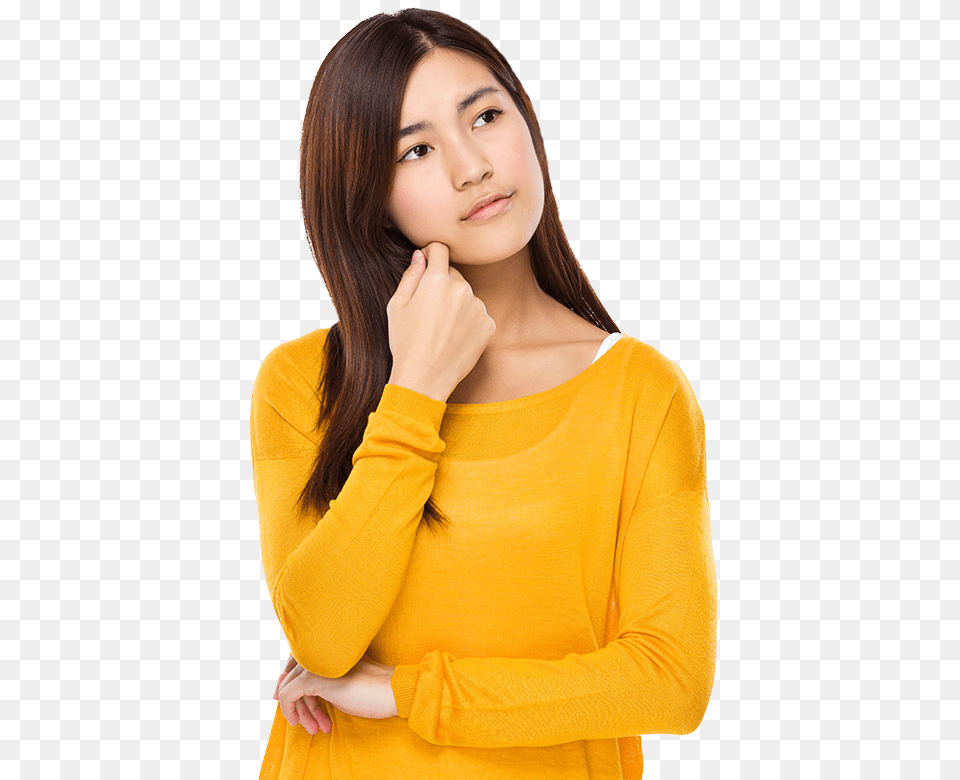 Thinking Woman, Long Sleeve, Person, Portrait, Sleeve Free Png