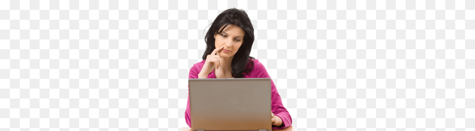 Thinking Woman, Laptop, Computer, Electronics, Pc Free Png Download