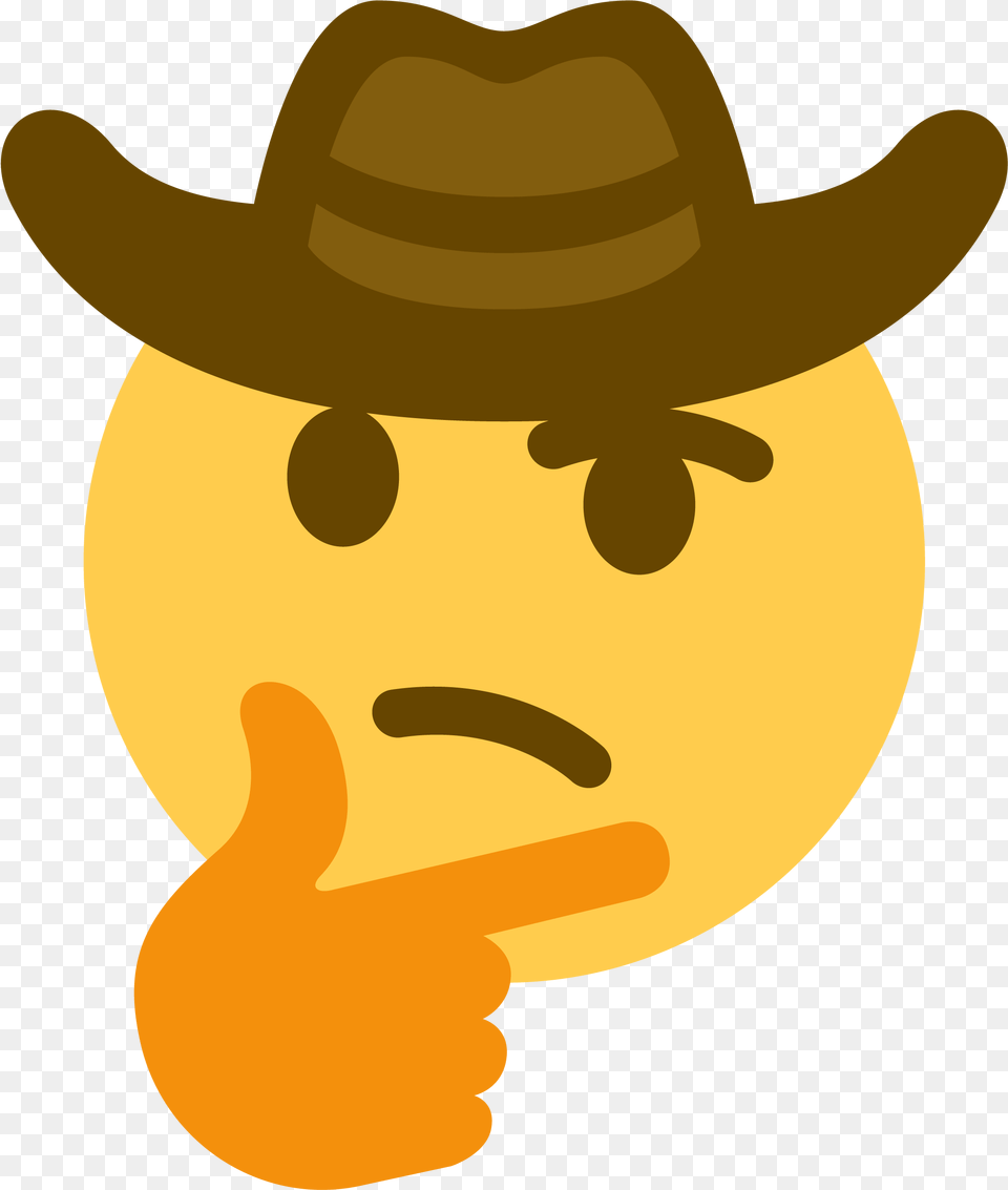 Thinkingcowboy Discord Emoji Thinking Emoji With Cowboy Hat, Clothing, Cowboy Hat Free Transparent Png