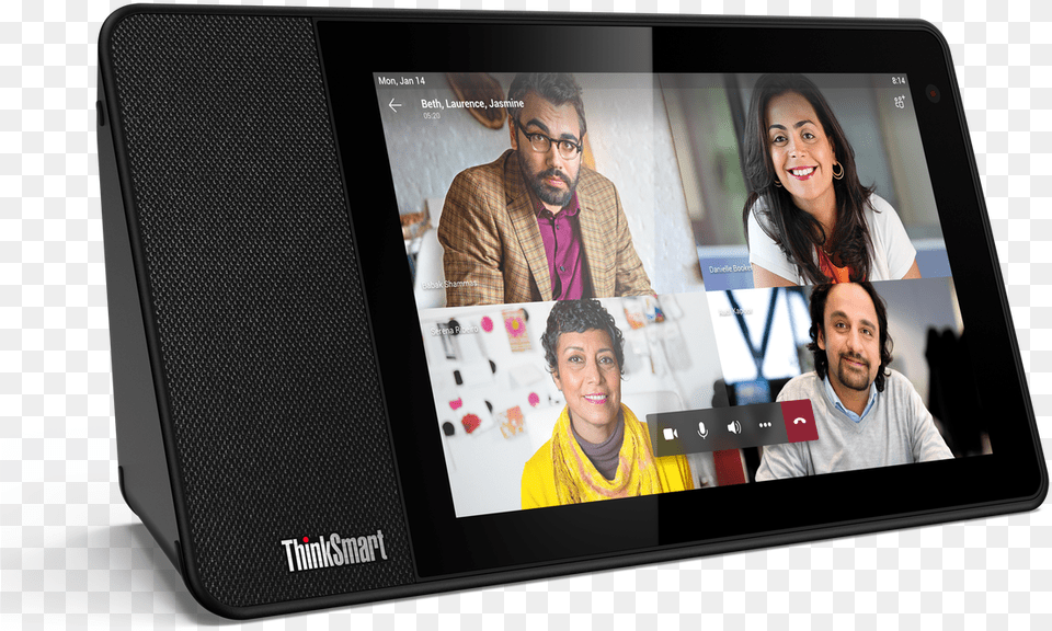 Thinksmart View Hero Front Facing Left Lenovo Thinksmart View, Computer, Electronics, Woman, Male Free Png