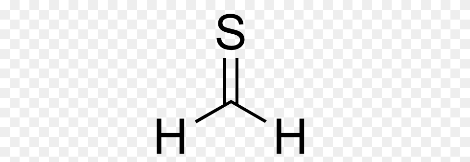 Thioformaldehyde Skeletal Explicit Hydrogens, Gray Free Png