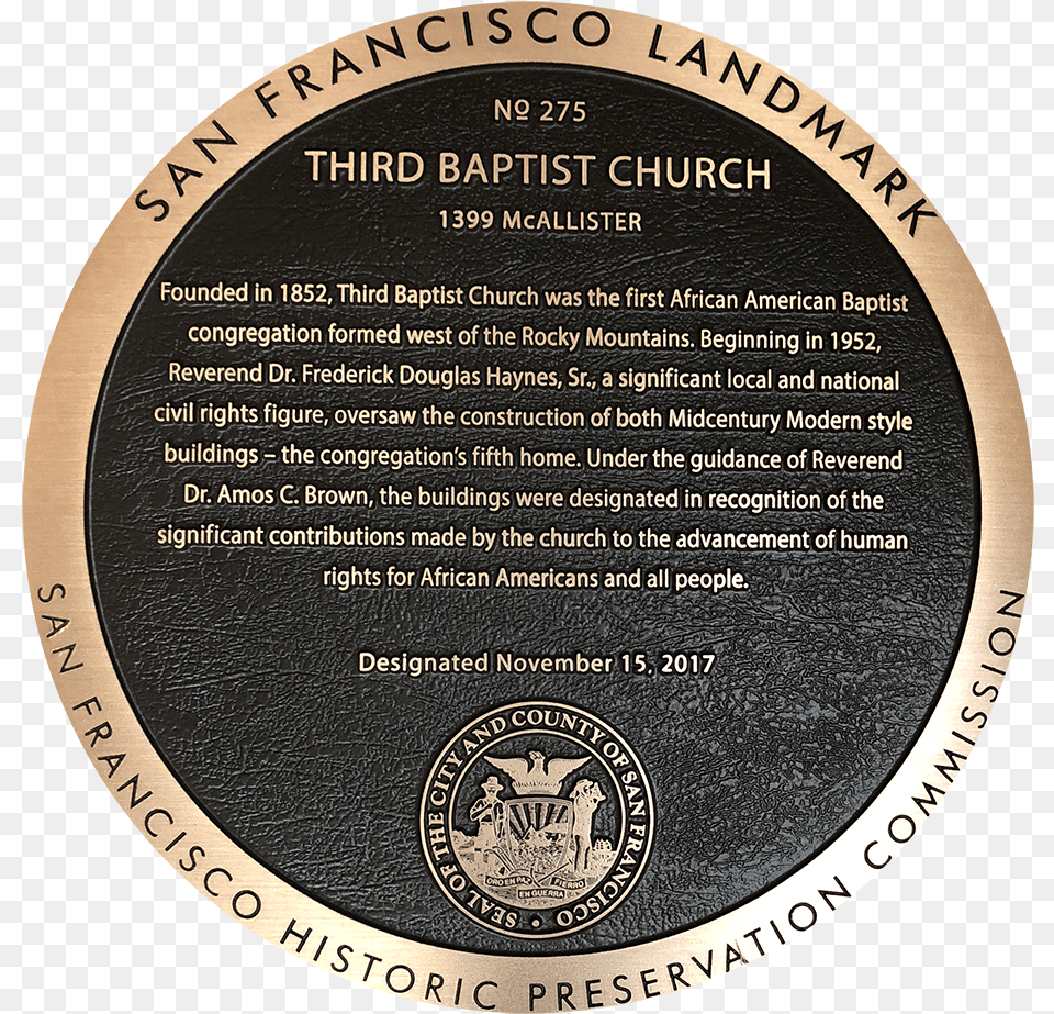 Third Baptist Landmark Dedication Commemorative Plaque Png Image