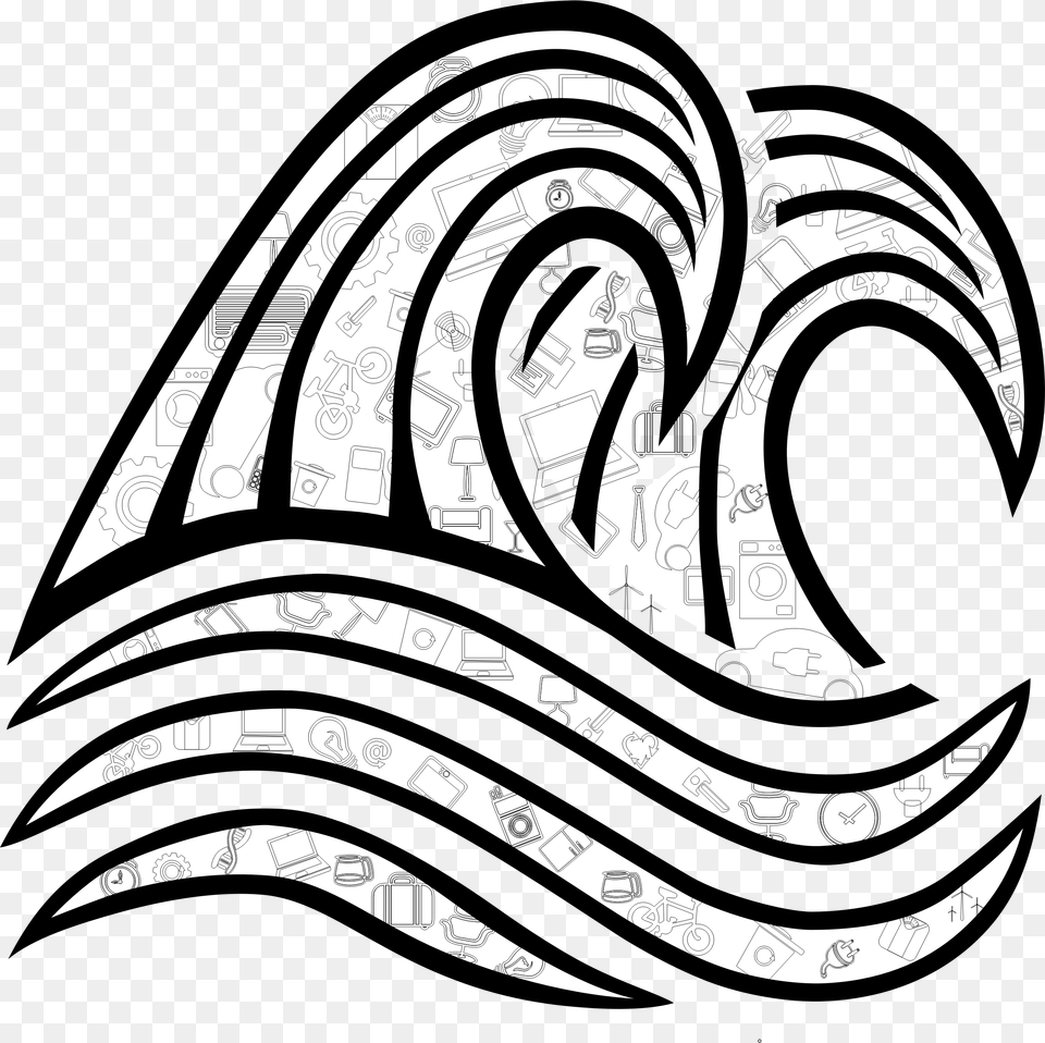 Third Wave Of The Internet Clip Arts Wave Clipart Black And White, Logo, Art, Text Png Image