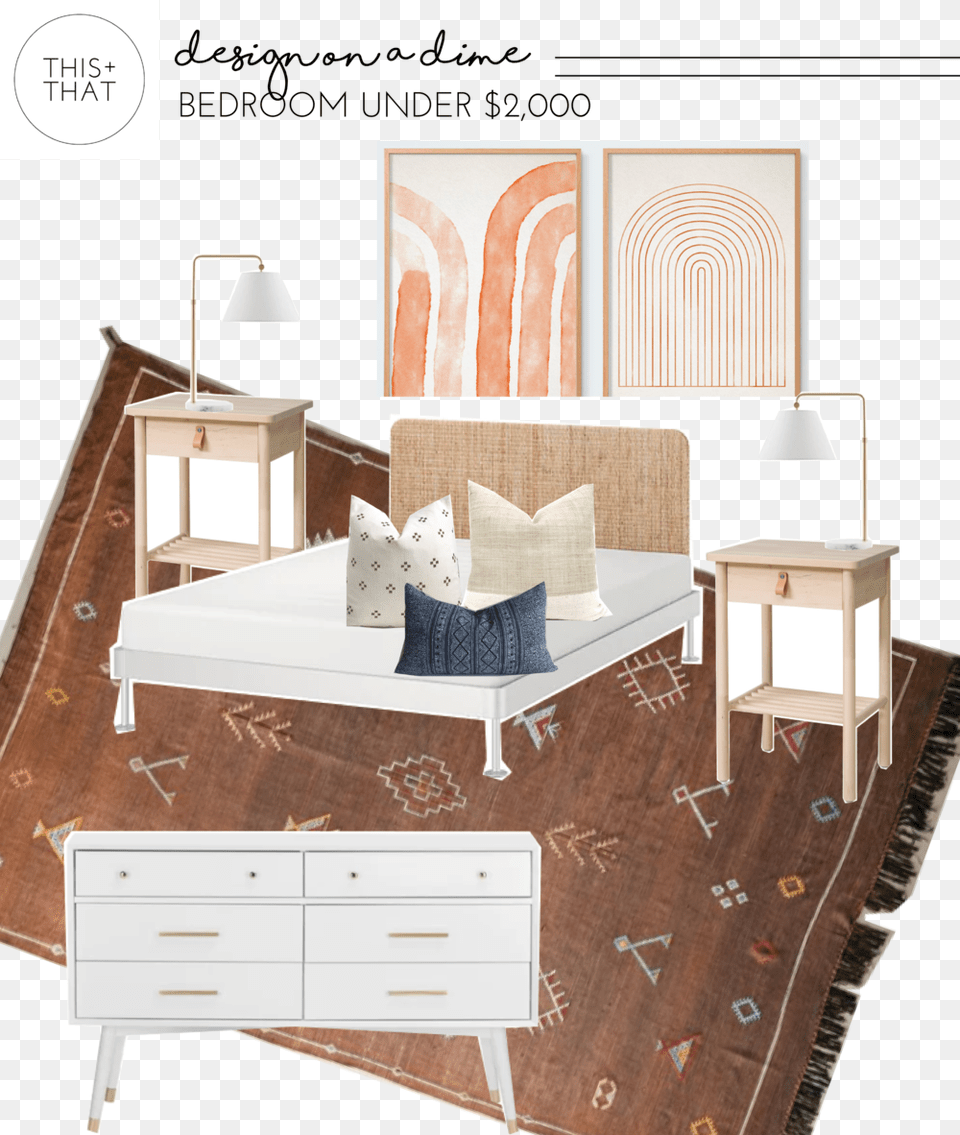 This And That Design On A Dime Bedroom Under 2000 Drawer, Home Decor, Lamp, Rug, Furniture Free Png Download