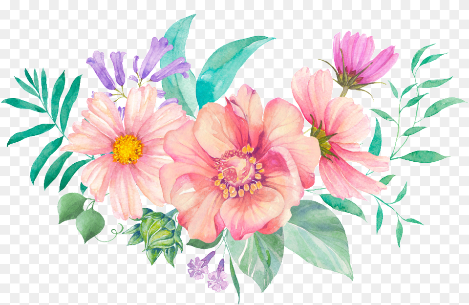 This Backgrounds Is Cute Flower Cartoon Watercolor Painting, Art, Plant, Floral Design, Pattern Free Png Download