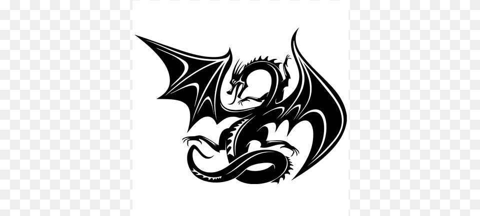 This Beautiful And Striking Flying Dragon Sticker Will Tribal Dragon Hd Tattoo, Smoke Pipe Png Image