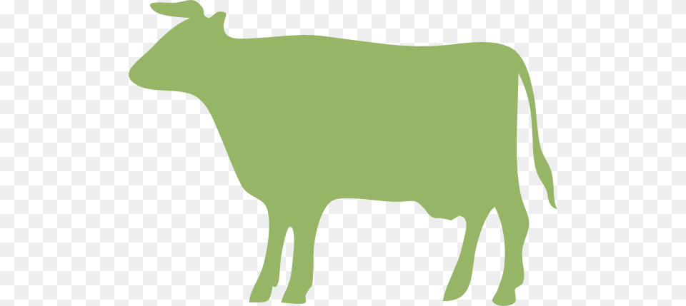 This Clip Arts Design Of Green Cow Green Cow Silhouette, Animal, Cattle, Livestock, Mammal Png Image