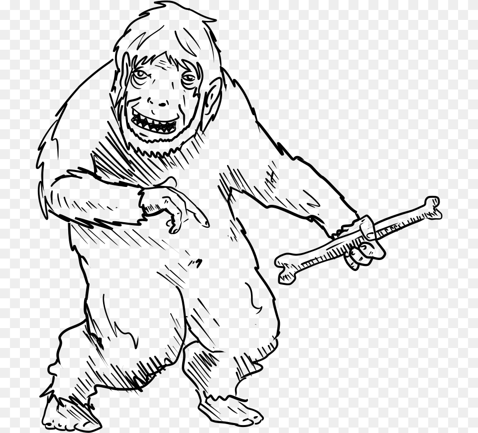 This Clipart Design Of Human Monkey, Gray Free Png