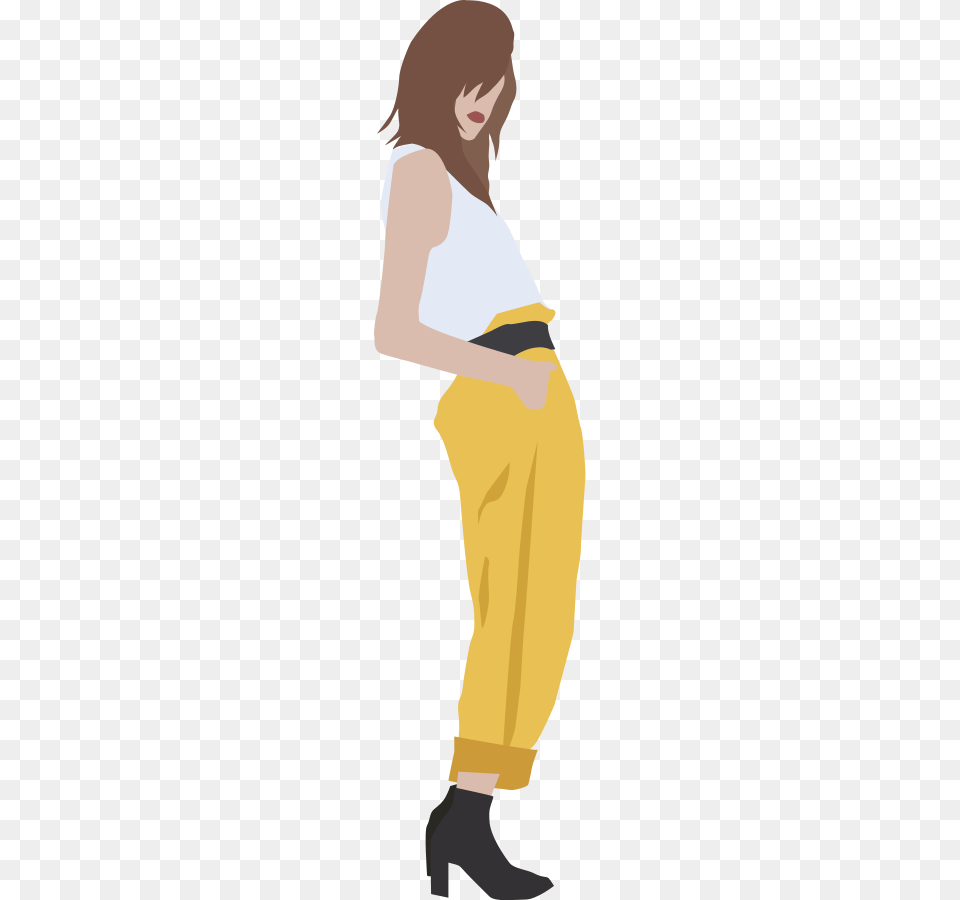 This Clipart Design Of Vintage Fashion Girl, Clothing, Pants, Adult, Female Free Png Download