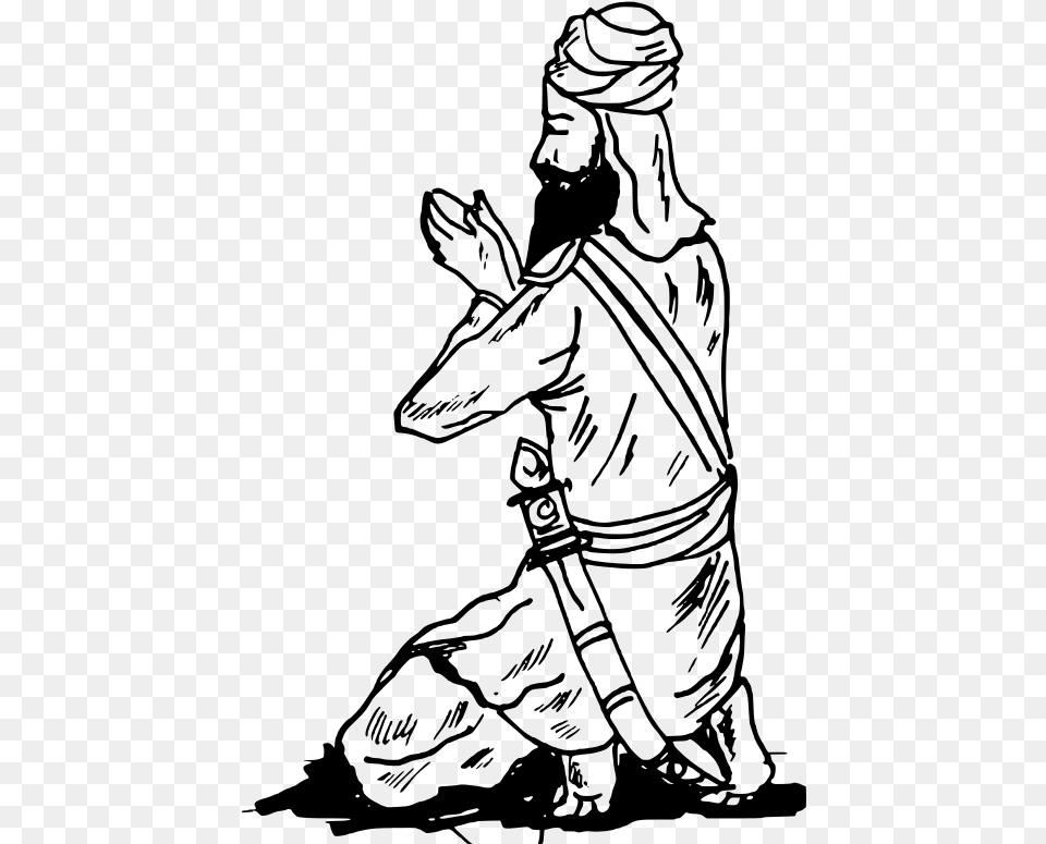 This File Is About Outline Religion Pray Sikh People Clipart Black And White, Gray Free Transparent Png