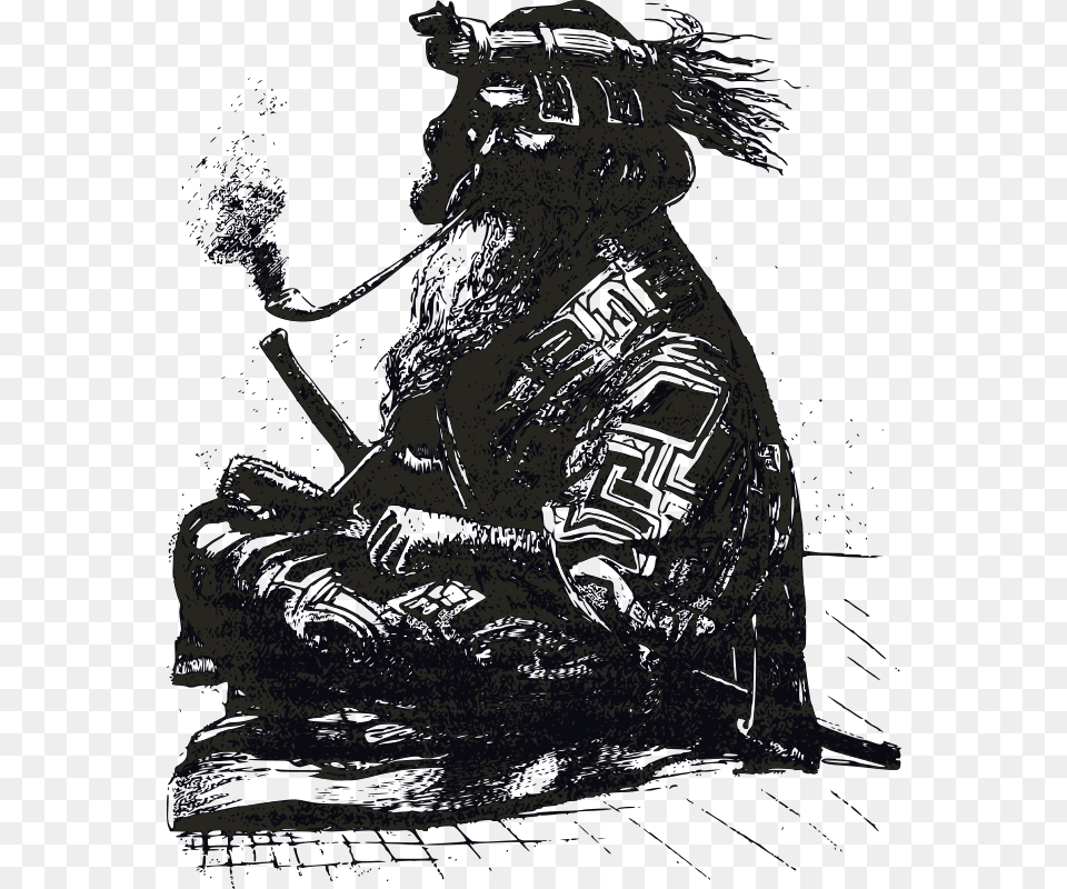 This File Is About Person Japanese Male Pipe Ainu People, Adult, Man, Art, Drawing Free Transparent Png