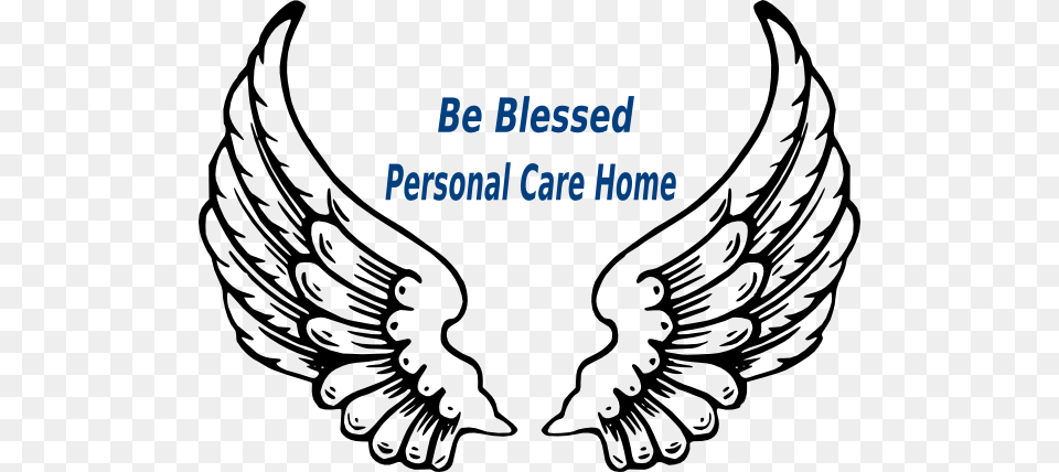 This Clipart Design Of Be Blessed Personal Angel Wings Outline, Stencil, Sticker, Symbol, Smoke Pipe Free Png Download